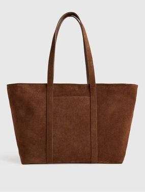 Quince Italian Suede Everyday Tote - Chocolate